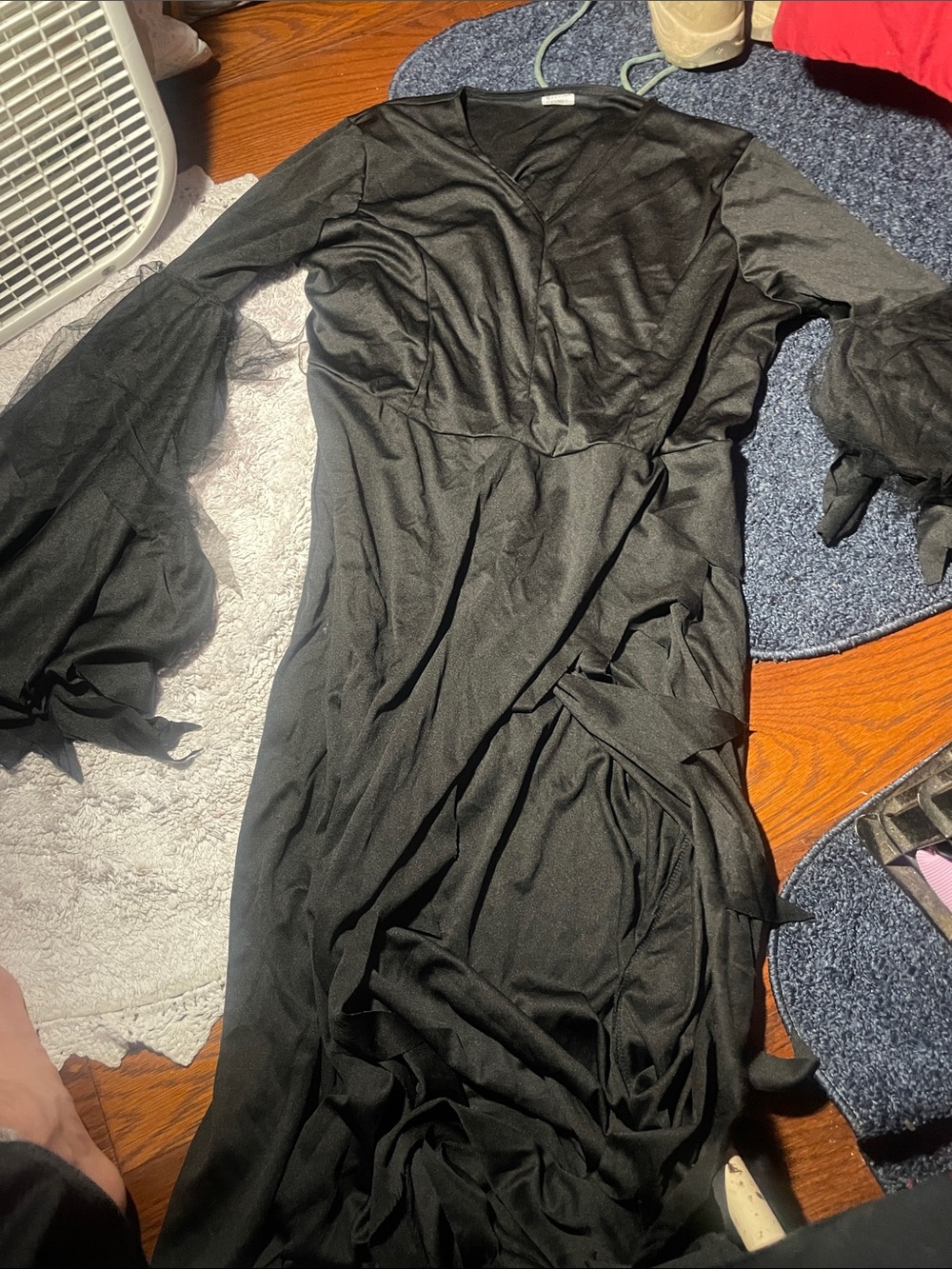 Spirit Black Long-Sleeve V-Neck Wrap Maxi Dress
